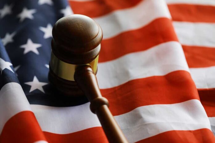 Judge's,Gavel,On,The,Table,In,Focus.,Cropped,View,Of