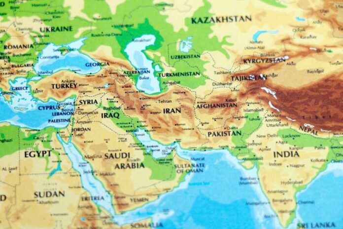 World,Map,Or,Atlas,Of,Asia,And,Middle,East,Countries,