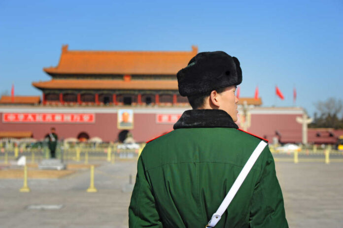 Beijing,-,Nov,6:,Soldier,Stands,Guard,In,Tiananmen,Area