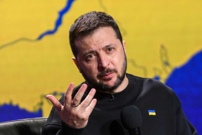 President,Of,Ukraine,Volodymyr,Zelenskiy,Is,Answering,Questions,From,Journalists