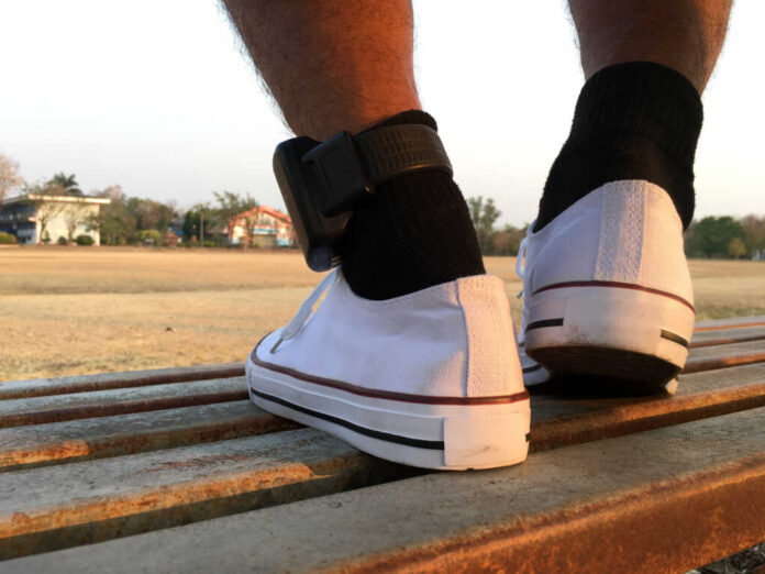 Male,Prisoners,Attached,To,An,Electronic,Monitoring,(em),Ankle,Were