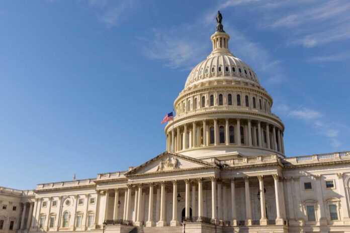 The,United,States,Capitol,Building,With,The,American,Flag,Flying