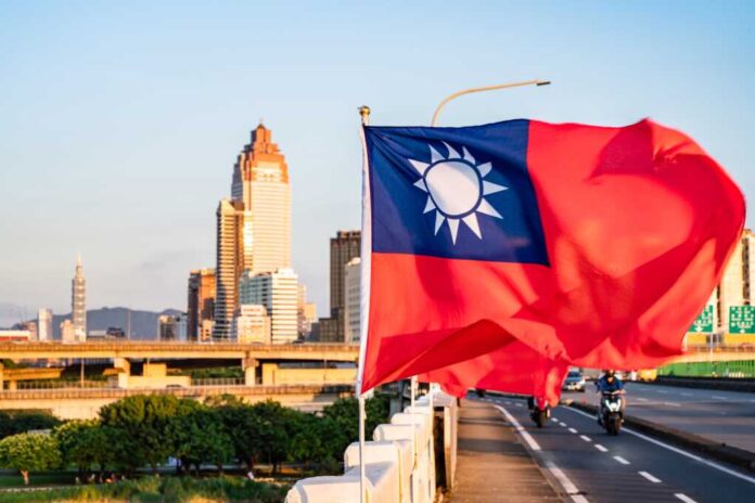 Taipei,,Taiwan,-,Oct,4,,2020:,Taiwan,Flag,Mockup,Fluttering