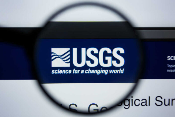 USGS logo viewed through a magnifying glass