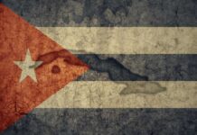 Cuban flag with a textured, vintage appearance