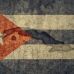 Cuban flag with a textured, vintage appearance