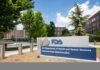 Exterior view of the FDA building with signage and trees