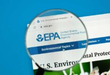 Close-up view of the U.S. Environmental Protection Agency website