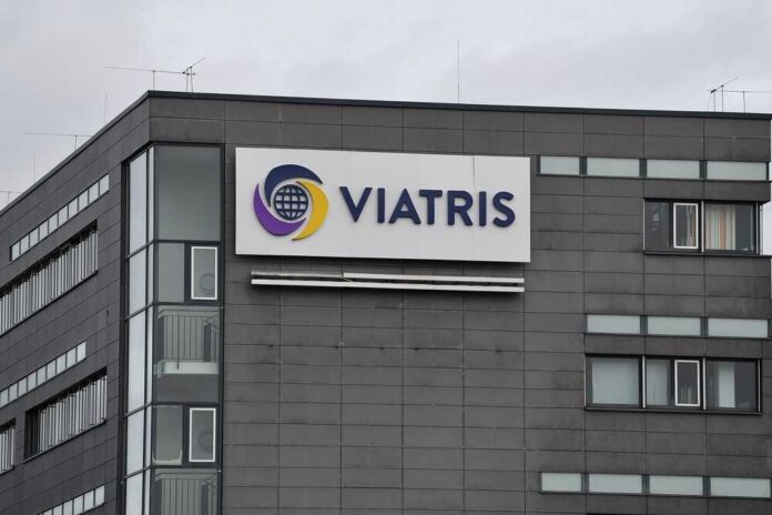 Exterior view of a corporate building featuring the Viatris logo