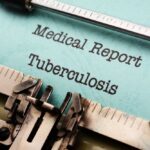 Close-up of a typewritten medical report on tuberculosis