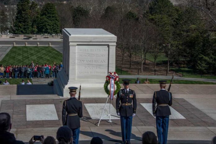 April,2,,2022,,Arlington,,Va,,Changing,Of,The,Guard,,Honor Honor guard at the Tomb of the Unknown Soldier