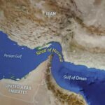 Map showing the Strait of Hormuz and surrounding countries