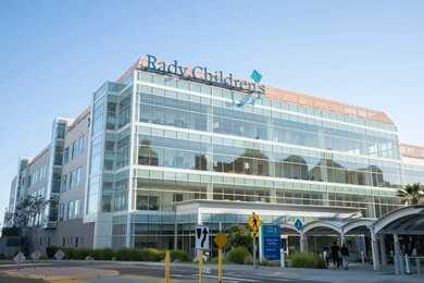 Modern glass-fronted children's hospital building exterior