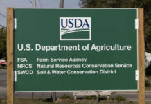 Sign for the U.S. Department of Agriculture listing various services