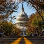 Symbolic Vote, Real Panic in D.C. U.S. Capitol dome framed by a tree-lined street