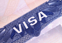DHS Slams Door With Price Hike Close-up of a visa document showing the word VISA and intricate design elements