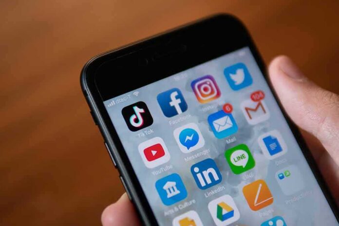Smartphone screen with social media and messaging apps