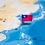 Taiwan flag pin on map of East Asia