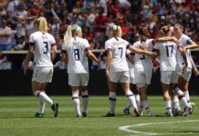 EU Broadcasters Clash Over Women’s Coverage women's soccer team celebrating on the field