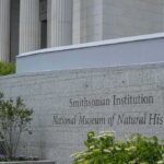 Smithsonian Institution museum exterior with engraved stone sign