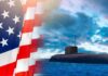 America’s Fleet Plan Enters New Phase Submarine at sea beside a partial American flag