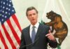 FBI Mole Penetrates Newsom’s Inner Circle A government official delivering a speech with flags in the background