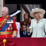 Members of the royal family gathered on a balcony at Buckingham Palace