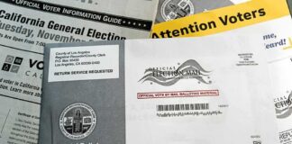 Mail-in ballot envelope and voter information materials