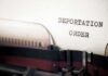 Court Flip Puts 350,000 On The Line Typewriter close-up with document being typed