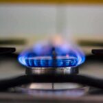 gas stove burner with blue flame