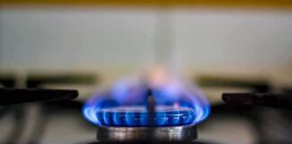 gas stove burner with blue flame
