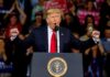 Tax-Free Diesel Hits Highways Donald Trump speaking at a rally podium with arms raised