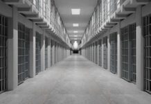 Death Chamber Chaos Rocks Nashville Prison corridor lined with barred cells on both sides