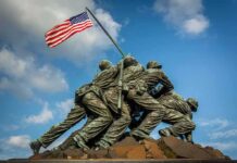 Marine Indicted For Strangling a Japanese Woman Marine Corps War Memorial with soldiers raising a U.S. flag